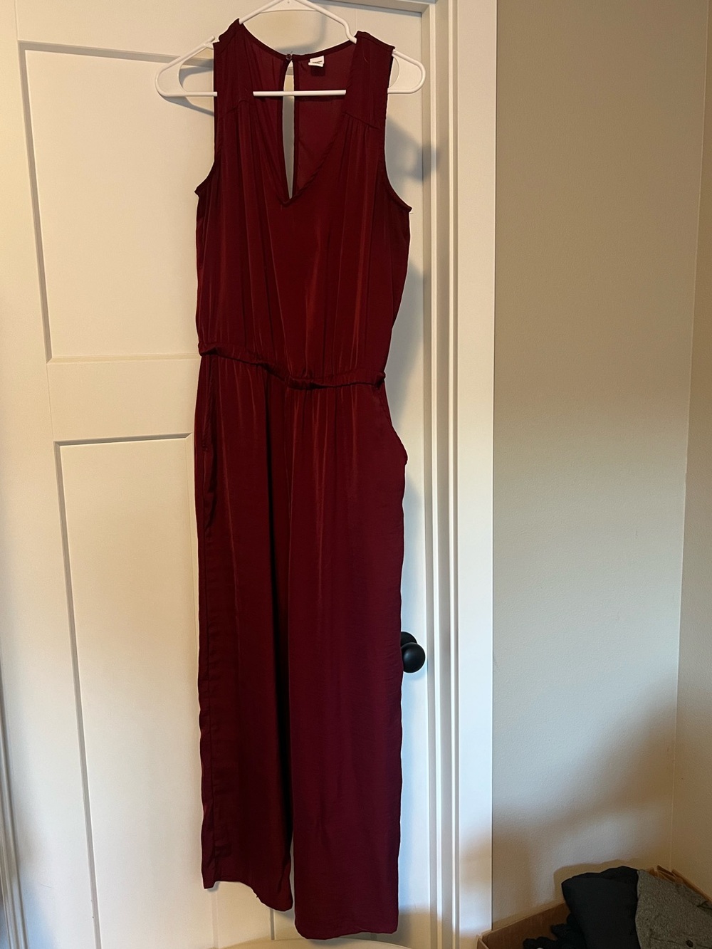 Old Navy Burgundy Sleeveless V-Neck Jumpsuit